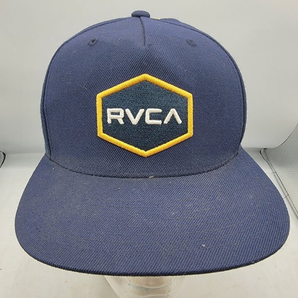 RVCA Common Wealth Snapback Hat Mid Fit Blue Adjustable Comfort Casual - Picture 1 of 9